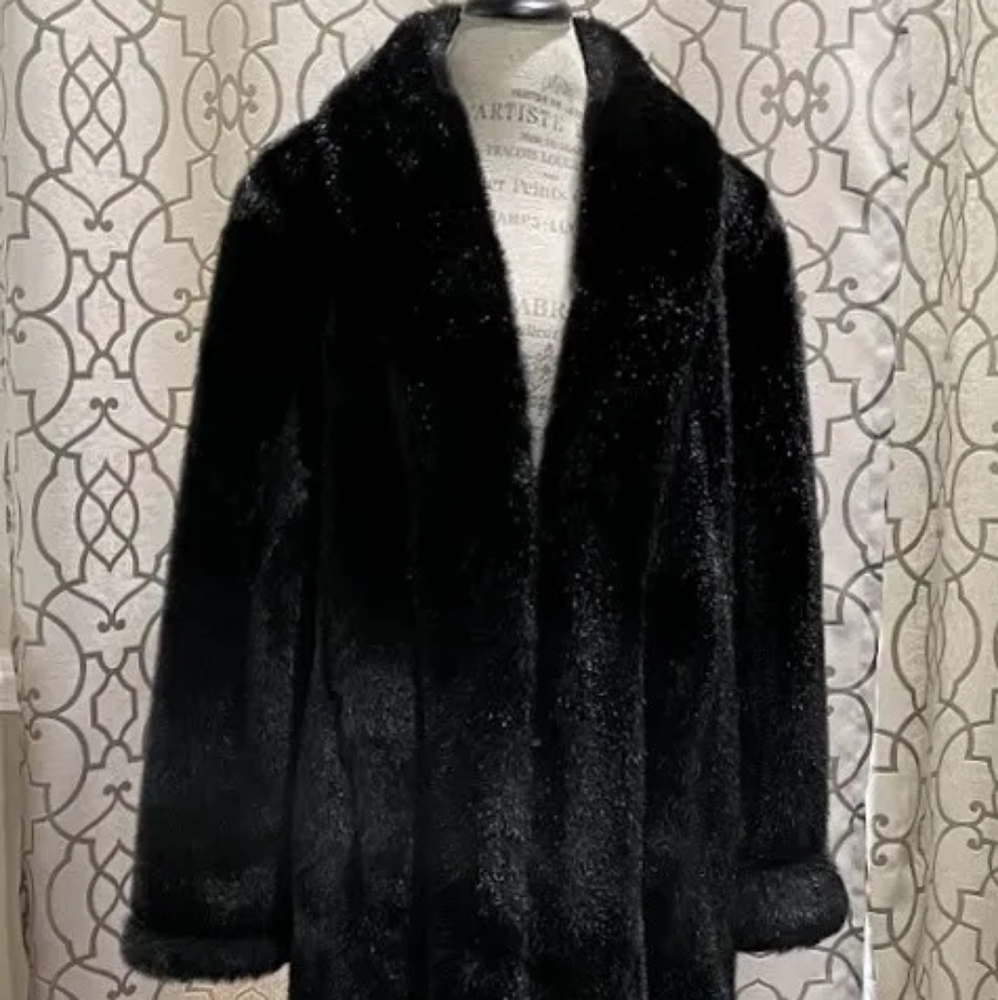 Dennis Basso Faux Fur Full Length Coat